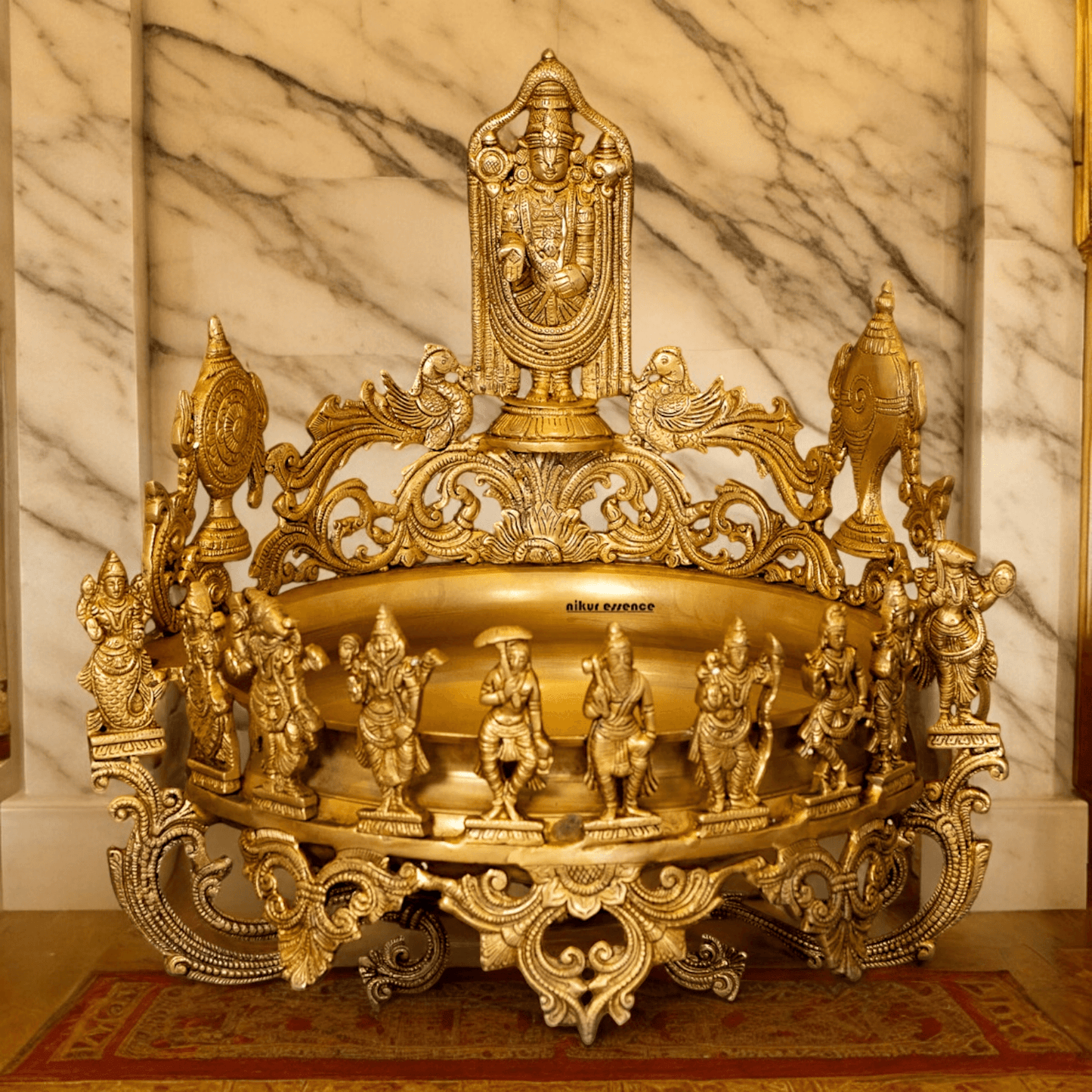 Large Pure Brass Balaji with Urli by Nikur Essence - 18 Inch Nikuressence