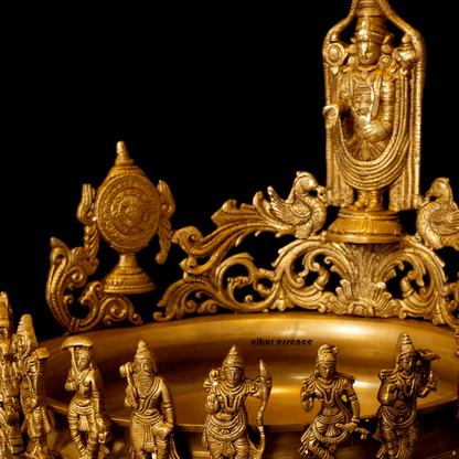 Large Pure Brass Balaji with Urli by Nikur Essence - 18 Inch Nikuressence