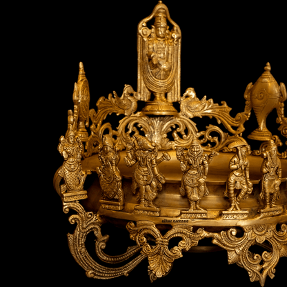 Large Pure Brass Balaji with Urli by Nikur Essence - 18 Inch Nikuressence