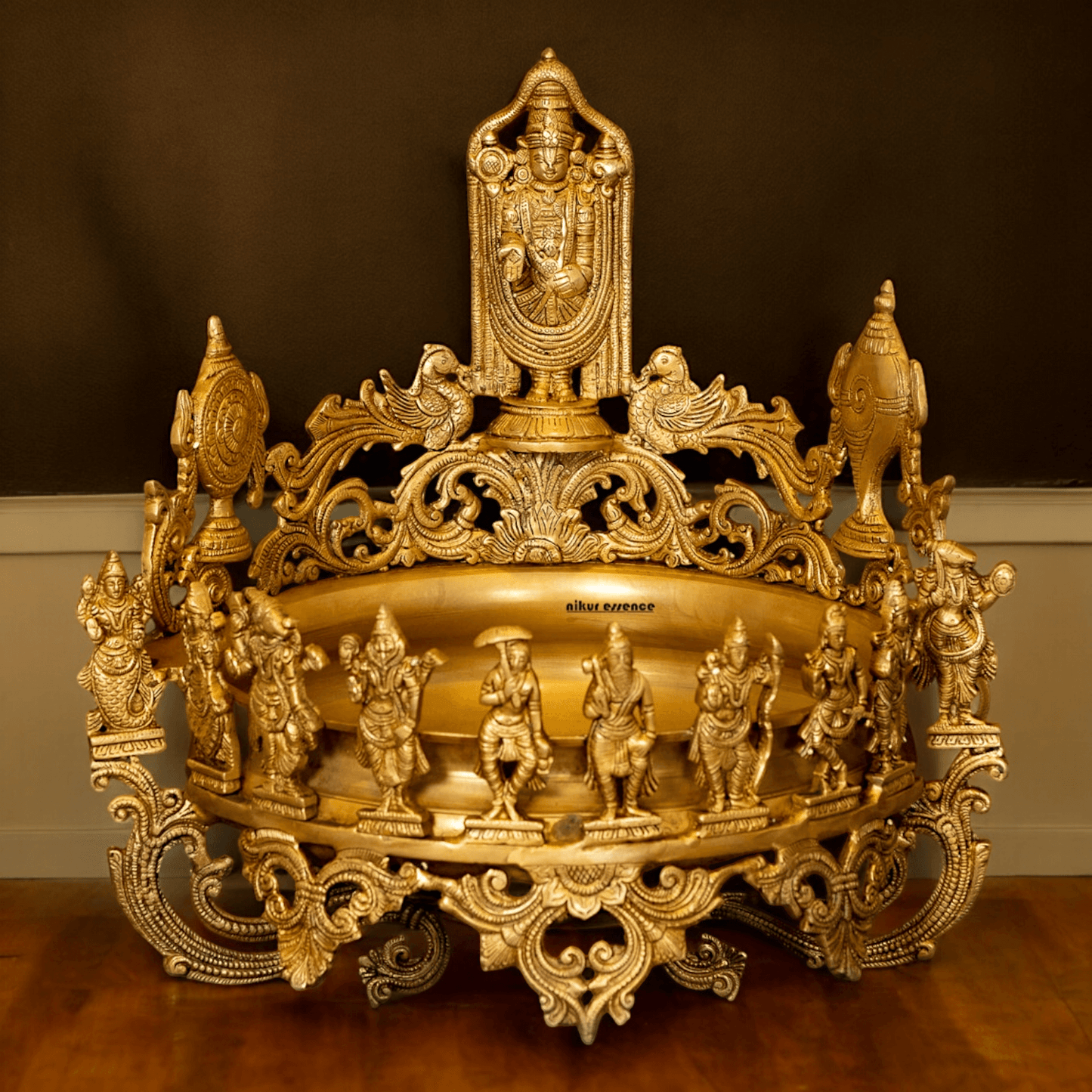 Large Pure Brass Balaji with Urli by Nikur Essence - 18 Inch Nikuressence