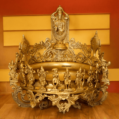 Large Pure Brass Balaji with Urli by Nikur Essence - 18 Inch Nikuressence