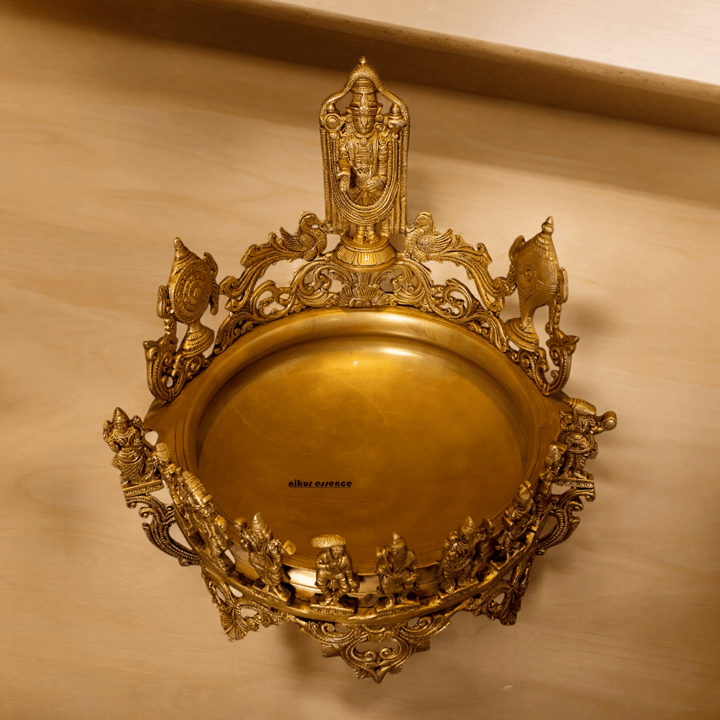 Large Pure Brass Balaji with Urli by Nikur Essence - 18 Inch Nikuressence