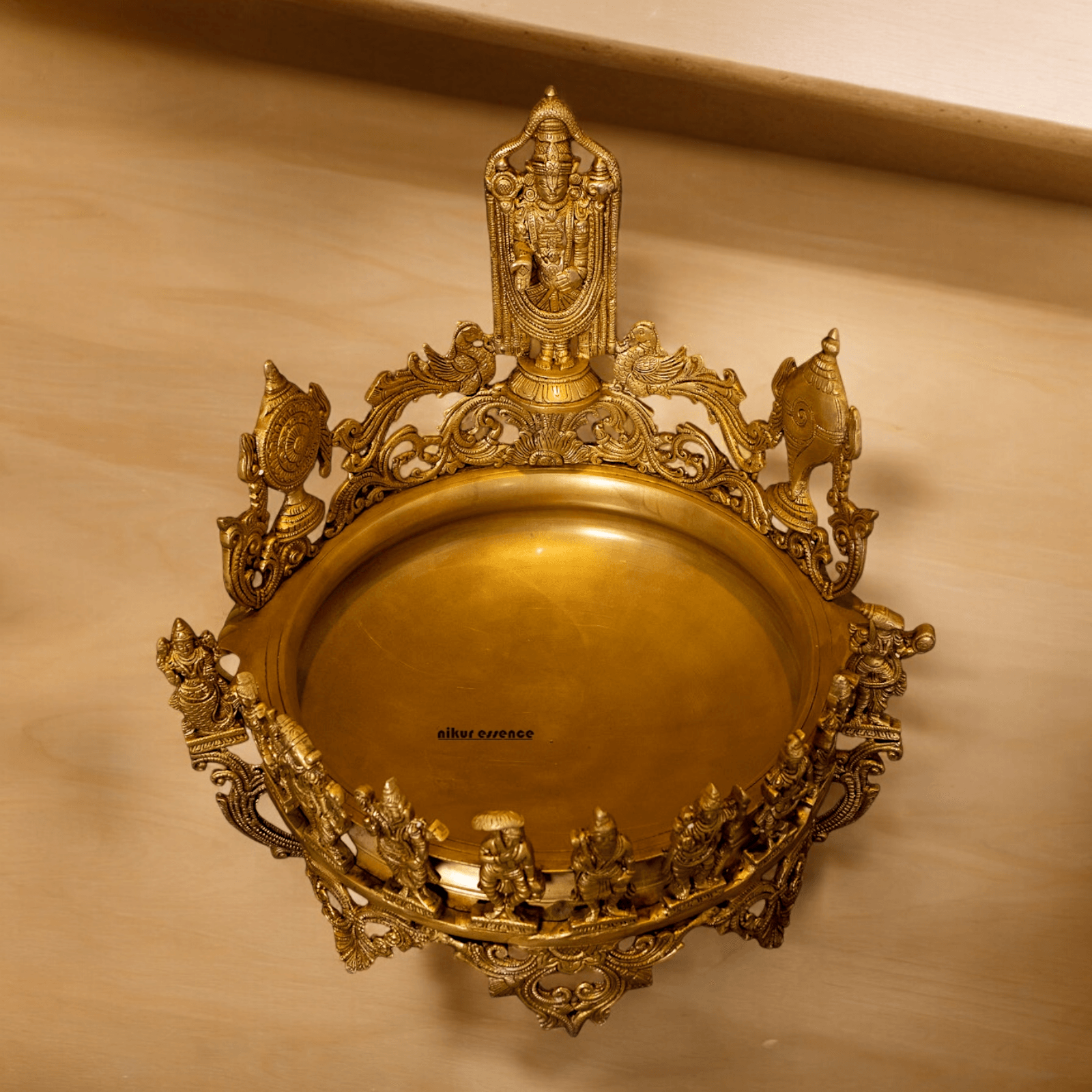 Large Pure Brass Balaji with Urli by Nikur Essence - 18 Inch Nikuressence