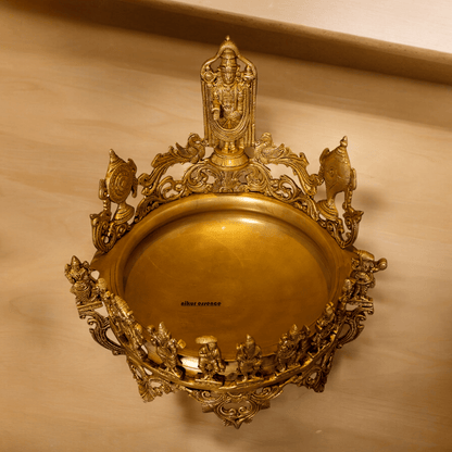 Large Pure Brass Balaji with Urli by Nikur Essence - 18 Inch Nikuressence