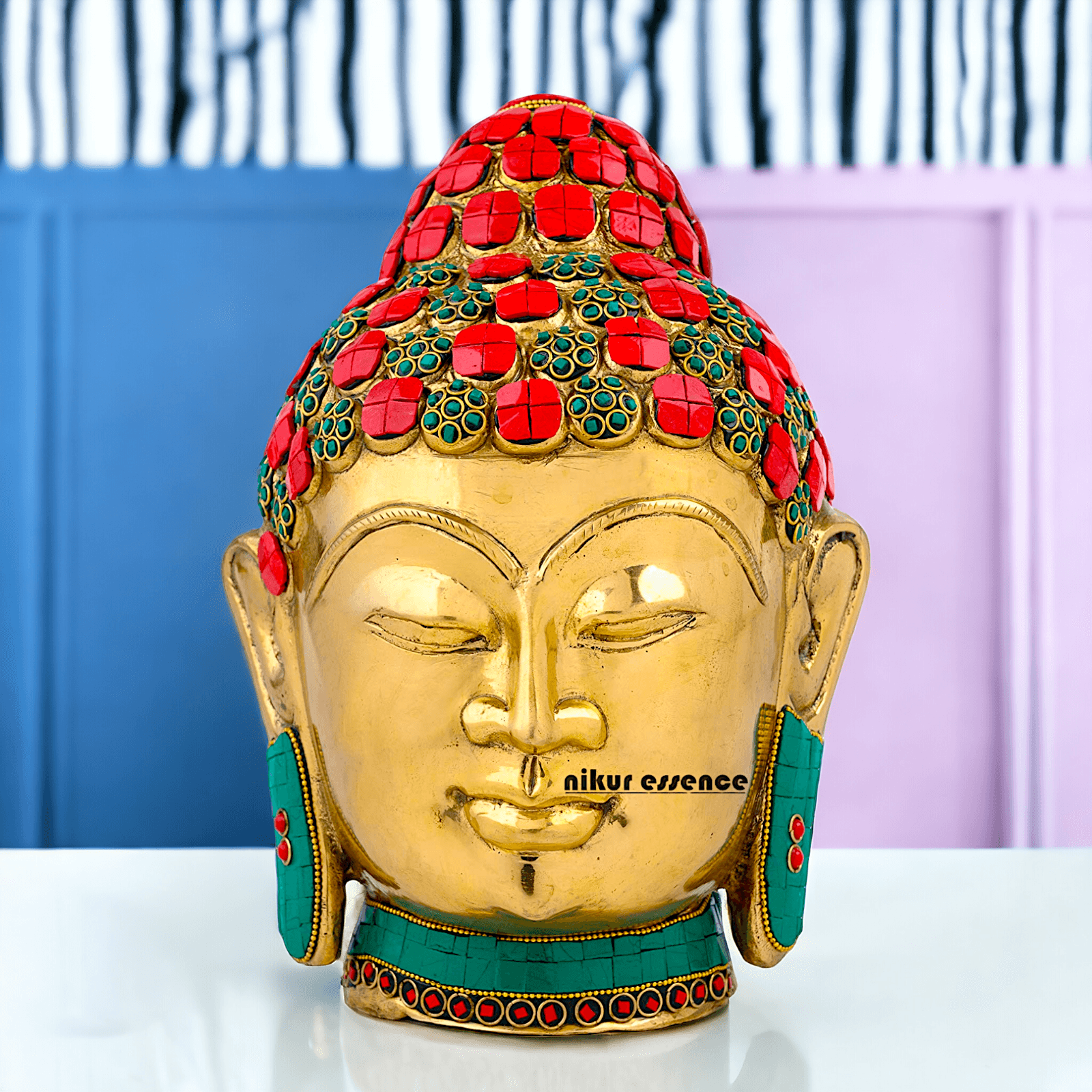 Online Brass Brass Buddha Face Idol – Handcrafted Sacred Figurine for Meditation, Home Décor, and Spiritual Inspiration Nikuressence