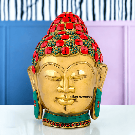 Online Brass Brass Buddha Face Idol – Handcrafted Sacred Figurine for Meditation, Home Décor, and Spiritual Inspiration Nikuressence