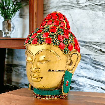 Online Brass Brass Buddha Face Idol – Handcrafted Sacred Figurine for Meditation, Home Décor, and Spiritual Inspiration Nikuressence