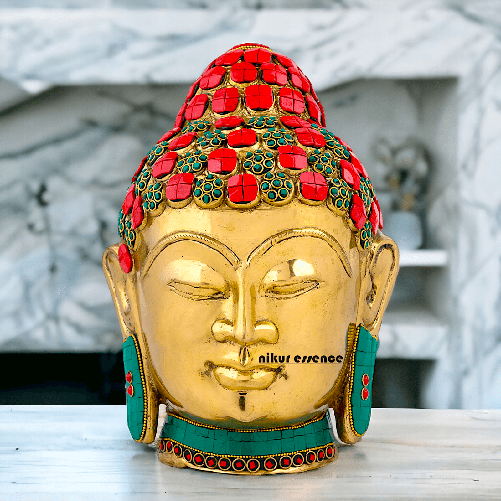 Online Brass Brass Buddha Face Idol – Handcrafted Sacred Figurine for Meditation, Home Décor, and Spiritual Inspiration Nikuressence
