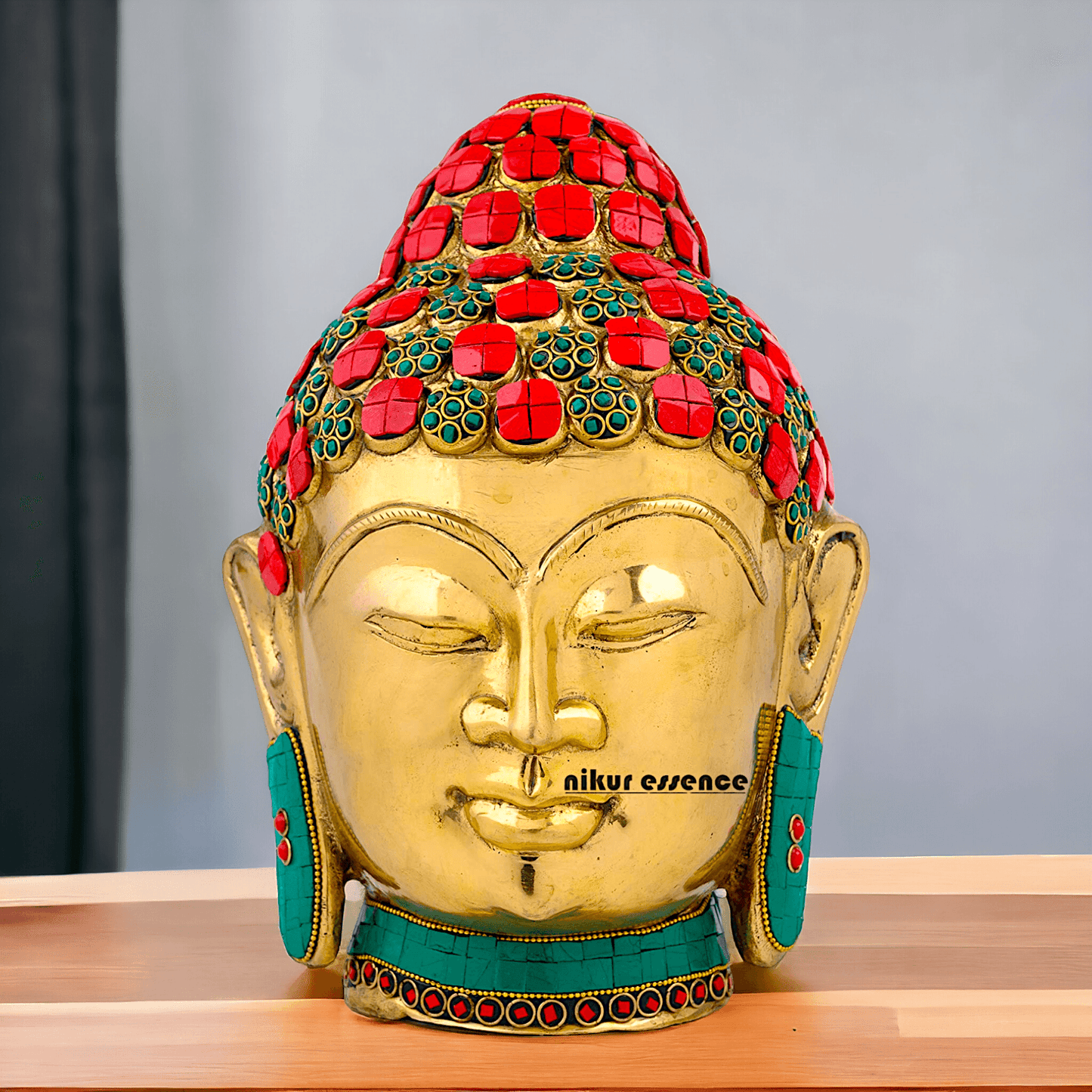 Online Brass Brass Buddha Face Idol – Handcrafted Sacred Figurine for Meditation, Home Décor, and Spiritual Inspiration Nikuressence