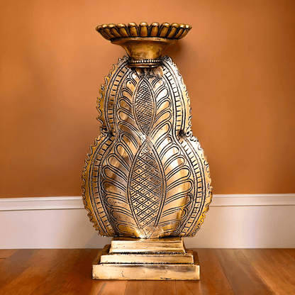 Solid brass 11.8 Inch Buddha Head Candle Holder - Elegant Handcrafted Decorative Piece for Spiritual and Home Decor - Nikur Essence Collection Nikuressence