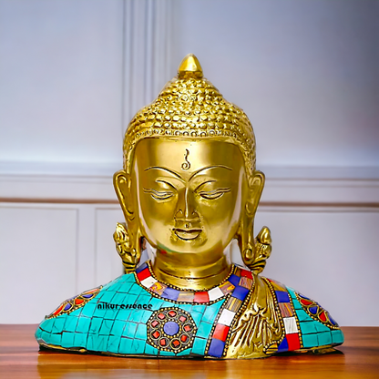 Buy online Brass Buddha Head Bust Statue – 16.5 cm High Nikuressence