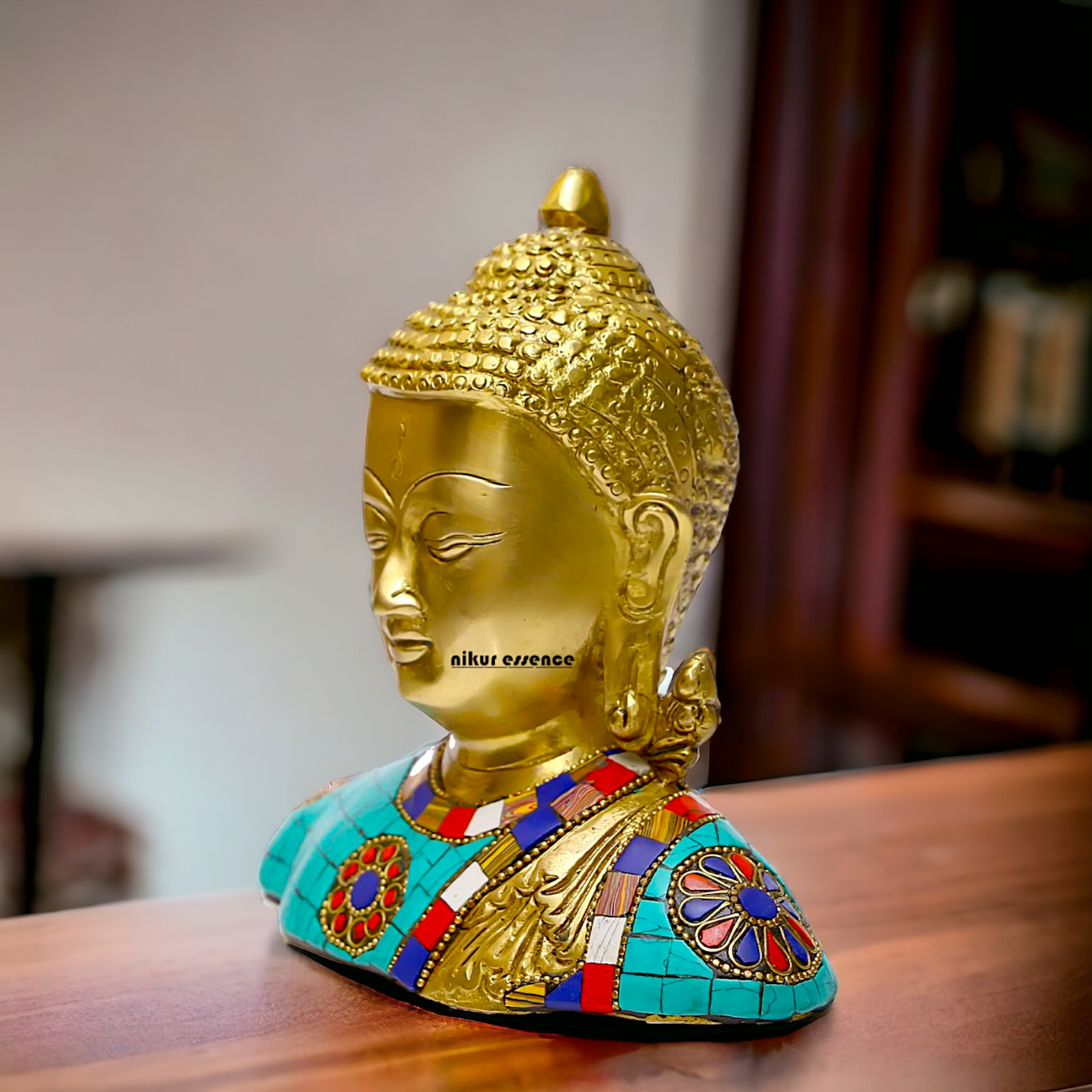 Buy online Brass Buddha Head Bust Statue – 16.5 cm High Nikuressence