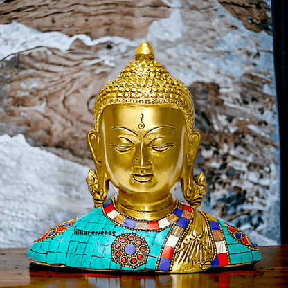 Buy online Brass Buddha Head Bust Statue – 16.5 cm High Nikuressence