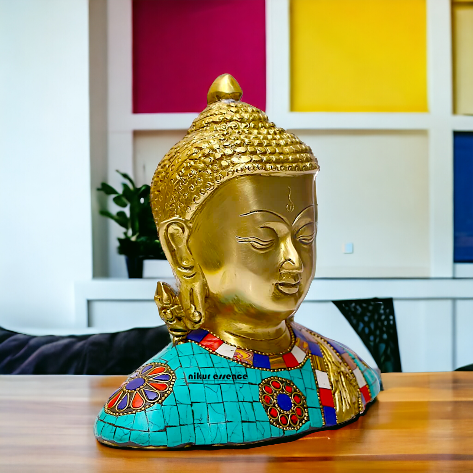 Buy online Brass Buddha Head Bust Statue – 16.5 cm High Nikuressence