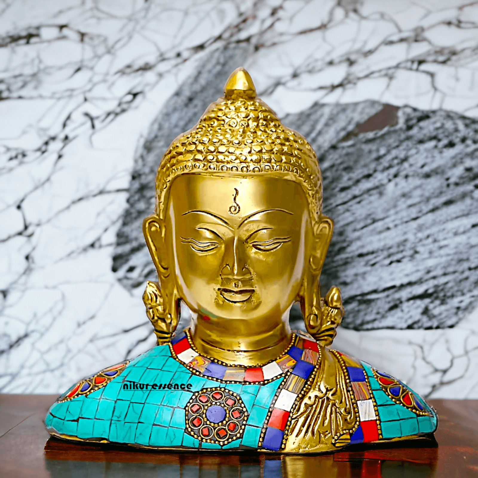 Buy online Brass Buddha Head Bust Statue – 16.5 cm High Nikuressence