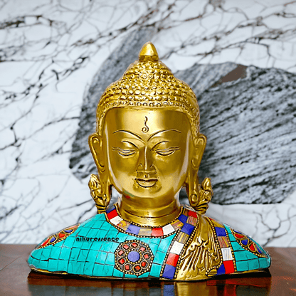 Buy online Brass Buddha Head Bust Statue – 16.5 cm High Nikuressence