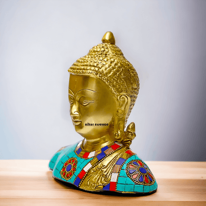 Buy online Brass Buddha Head Bust Statue – 16.5 cm High Nikuressence