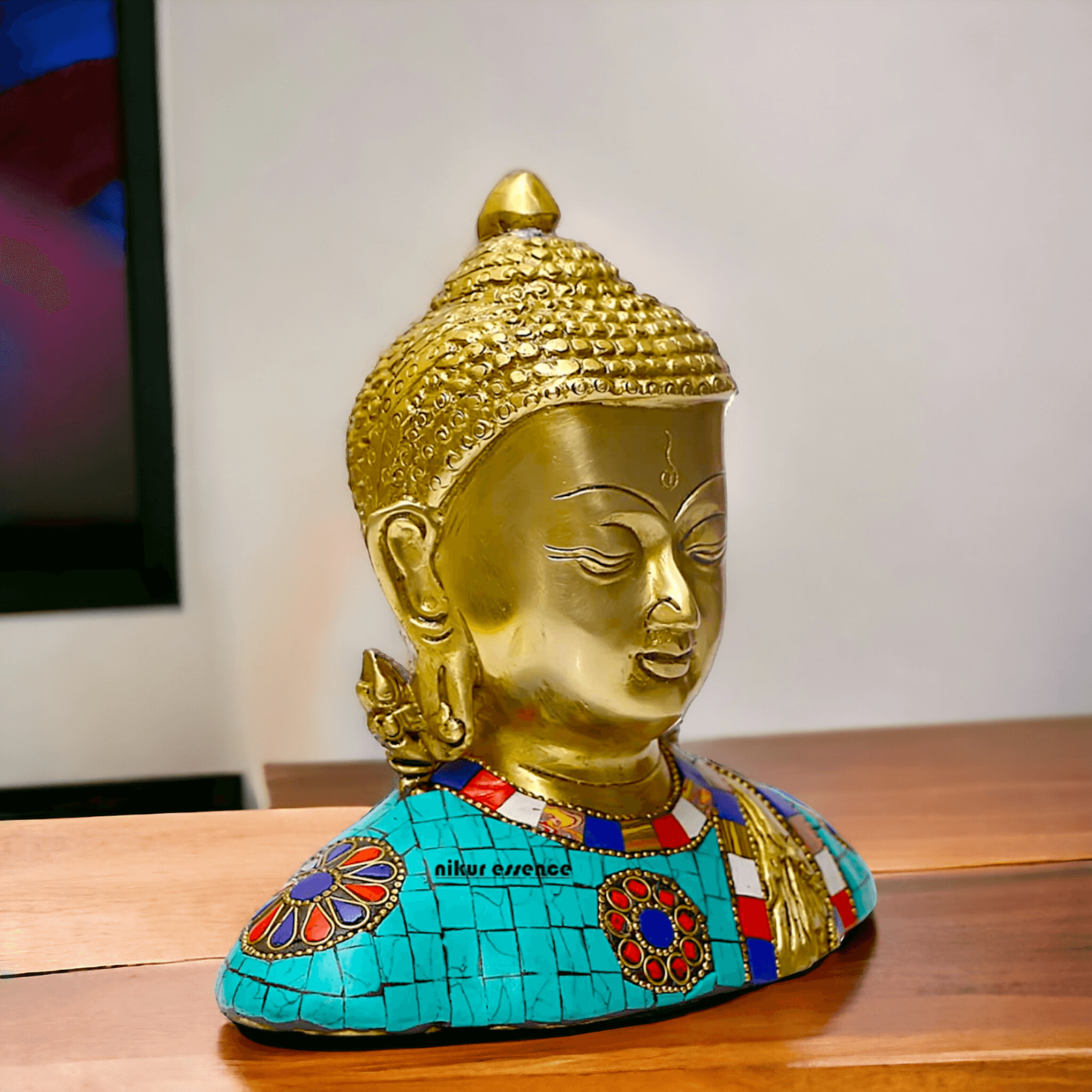 Buy online Brass Buddha Head Bust Statue – 16.5 cm High Nikuressence