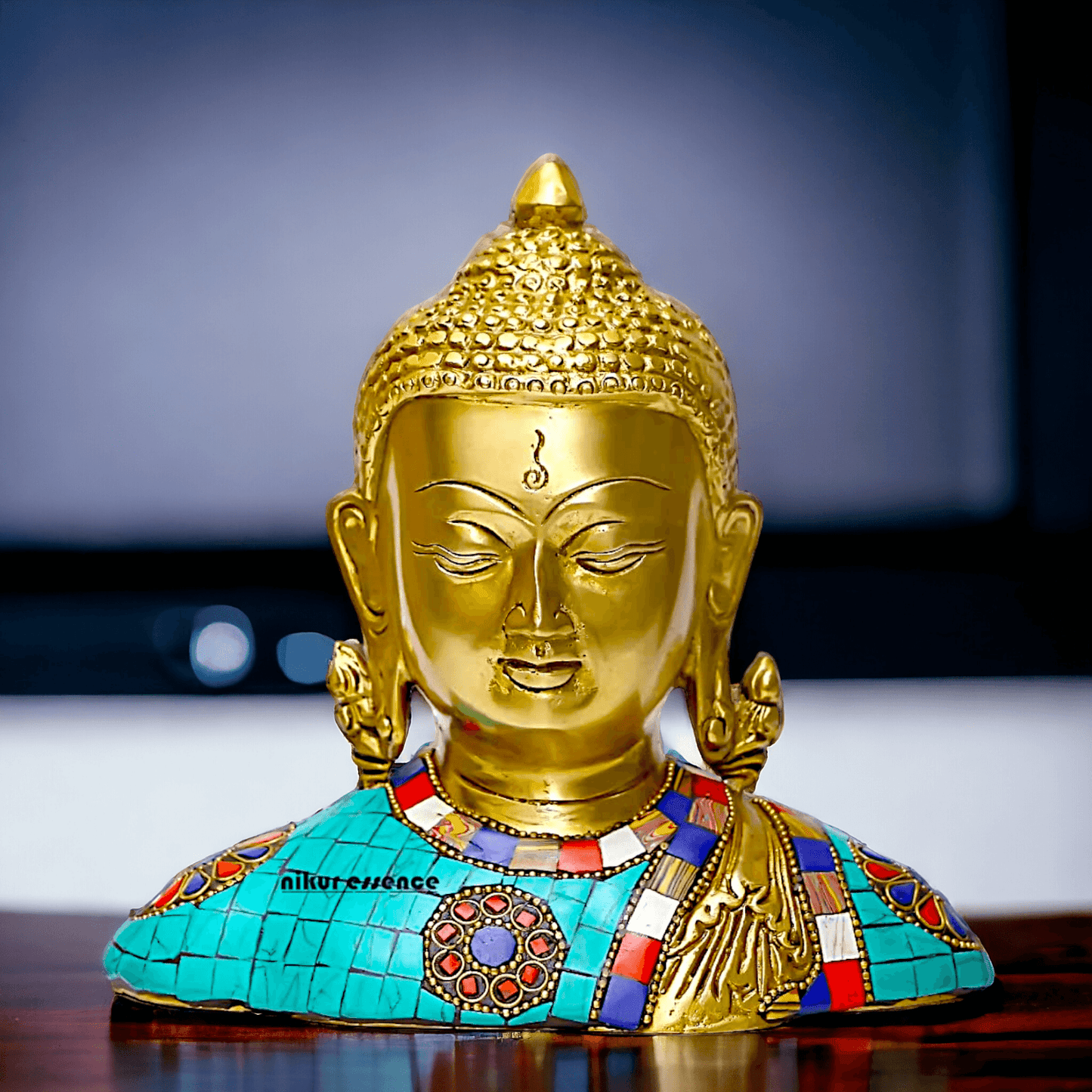 Buy online Brass Buddha Head Bust Statue – 16.5 cm High Nikuressence