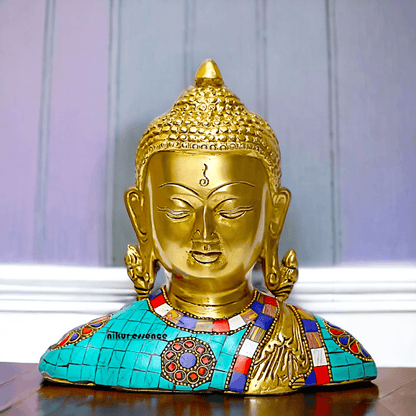 Buy online Brass Buddha Head Bust Statue – 16.5 cm High Nikuressence