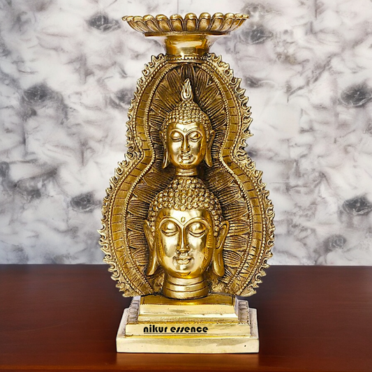 Buy online Brass Gautam Buddha Double Head Statue with Tealight Candle Holder – 12 Inch Ideal Nikuressence