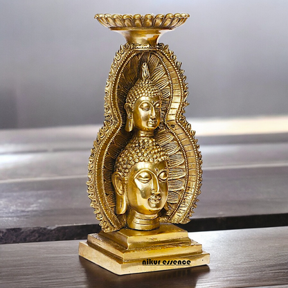 Buy online Brass Gautam Buddha Double Head Statue with Tealight Candle Holder – 12 Inch Ideal Nikuressence