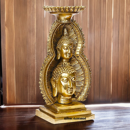 Buy online Brass Gautam Buddha Double Head Statue with Tealight Candle Holder – 12 Inch Ideal Nikuressence