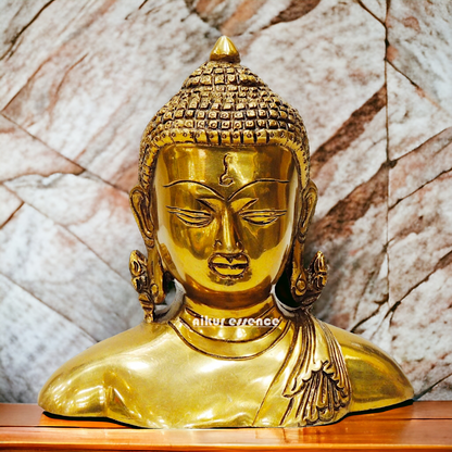 Solid Brass Buddha Head Statue – Exquisite Handcrafted Religious Figurine for Home Decor, Meditation, and Spiritual Inspiration Nikuressence