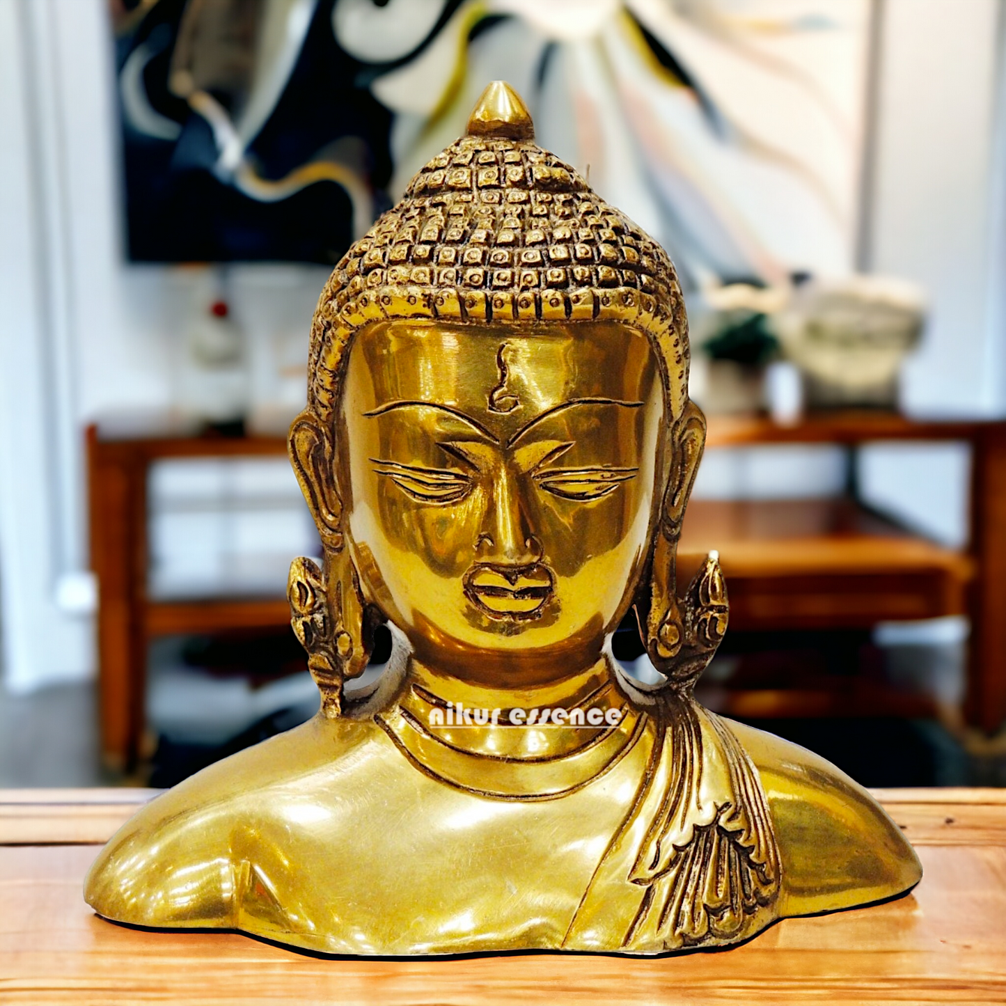 Solid Brass Buddha Head Statue – Exquisite Handcrafted Religious Figurine for Home Decor, Meditation, and Spiritual Inspiration Nikuressence