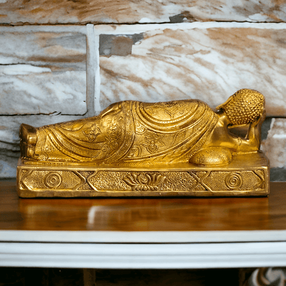Brass Buddha Parinirvana Statue Nikuressence