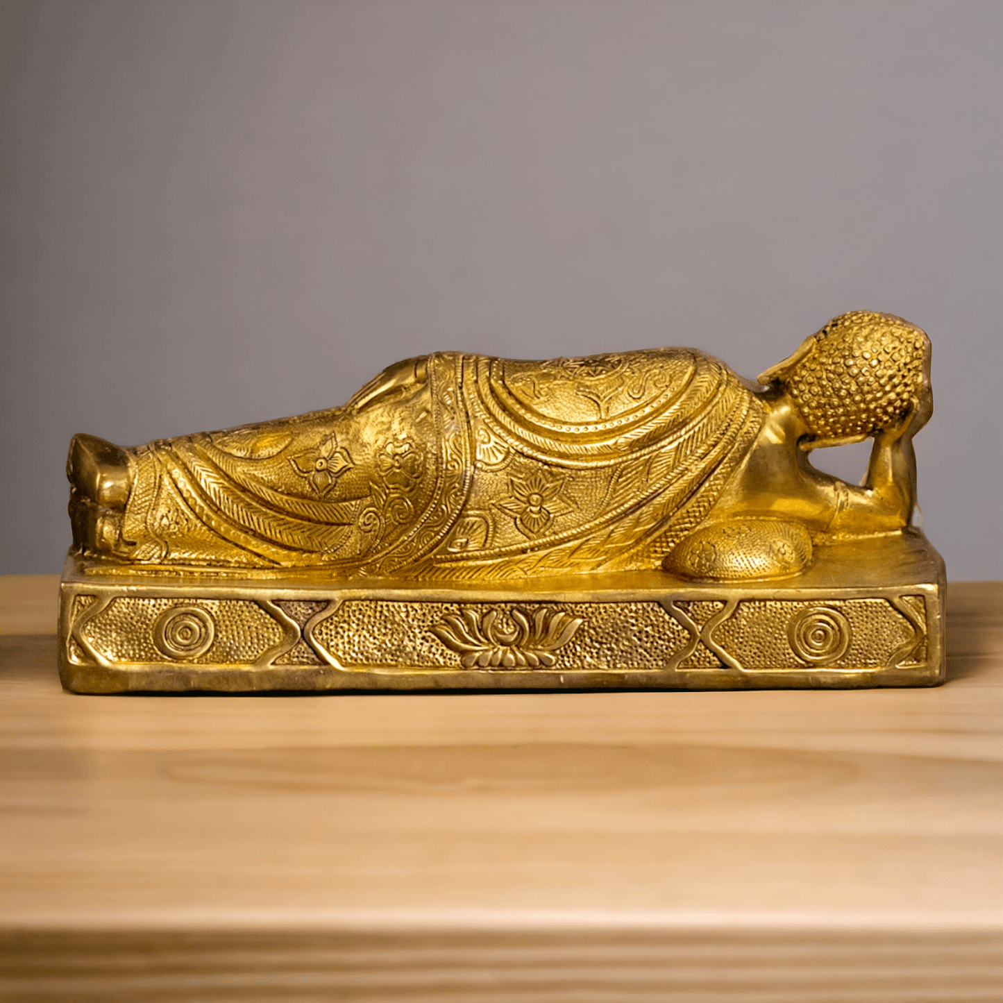 Brass Buddha Parinirvana Statue Nikuressence
