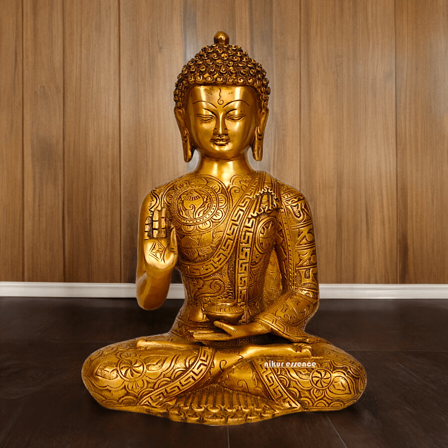 Buy brass 30.5 cm Blessing Buddha Statue - Exquisite Handcrafted Sculpture for Spiritual and Home Decor Nikuressence