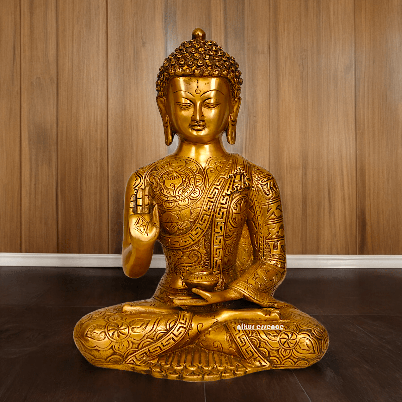 Buy brass 30.5 cm Blessing Buddha Statue - Exquisite Handcrafted Sculpture for Spiritual and Home Decor Nikuressence