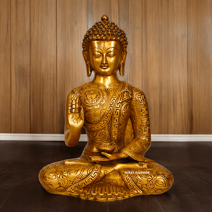 Buy brass 30.5 cm Blessing Buddha Statue - Exquisite Handcrafted Sculpture for Spiritual and Home Decor Nikuressence