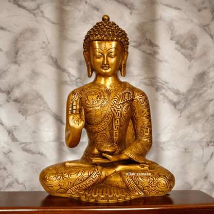 Buy brass 30.5 cm Blessing Buddha Statue - Exquisite Handcrafted Sculpture for Spiritual and Home Decor Nikuressence