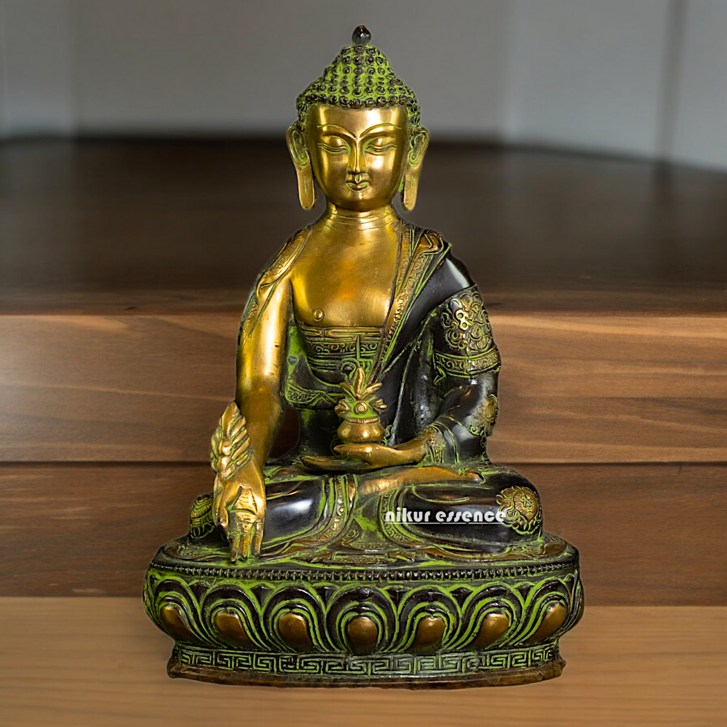 Superfine brass 11.5 Inch Medicine Buddha Brass Statue , Exquisite Healing Buddha Sculpture for Meditation and Spiritual Wellness by Nikur Essence Nikuressence