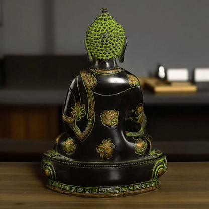 Superfine brass 11.5 Inch Medicine Buddha Brass Statue , Exquisite Healing Buddha Sculpture for Meditation and Spiritual Wellness by Nikur Essence Nikuressence