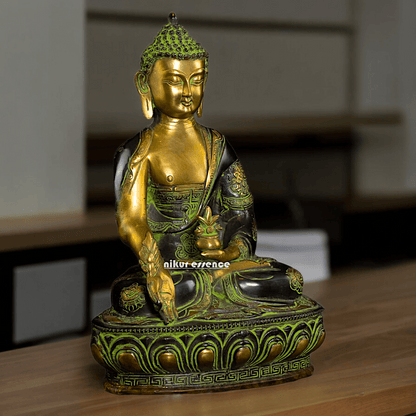 Superfine brass 11.5 Inch Medicine Buddha Brass Statue , Exquisite Healing Buddha Sculpture for Meditation and Spiritual Wellness by Nikur Essence Nikuressence