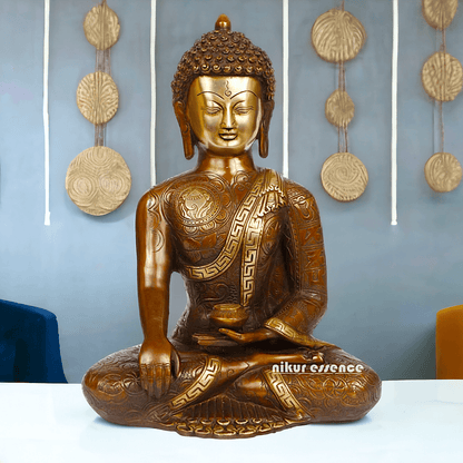 Brass Buddha Statue – Large, Handcrafted Sculpture for Spiritual Serenity Nikuressence