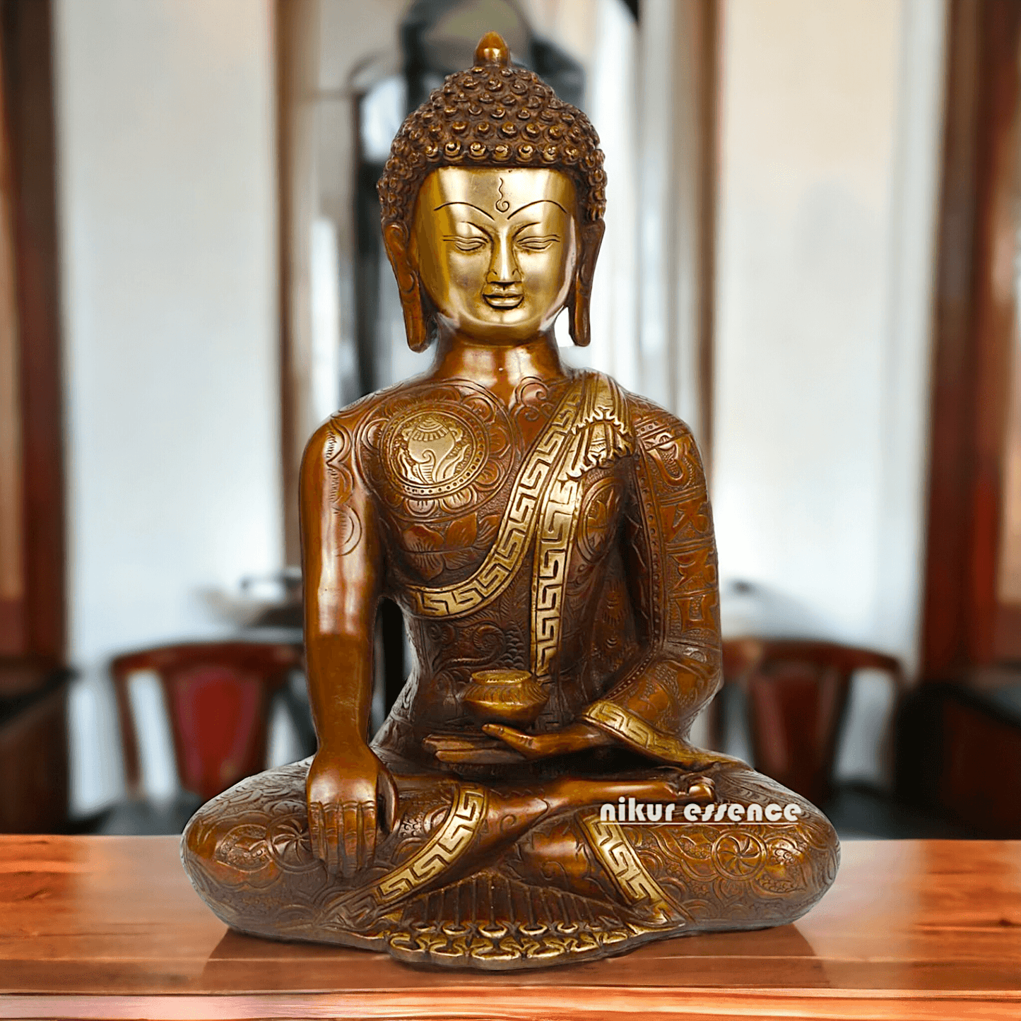 Brass Buddha Statue – Large, Handcrafted Sculpture for Spiritual Serenity Nikuressence
