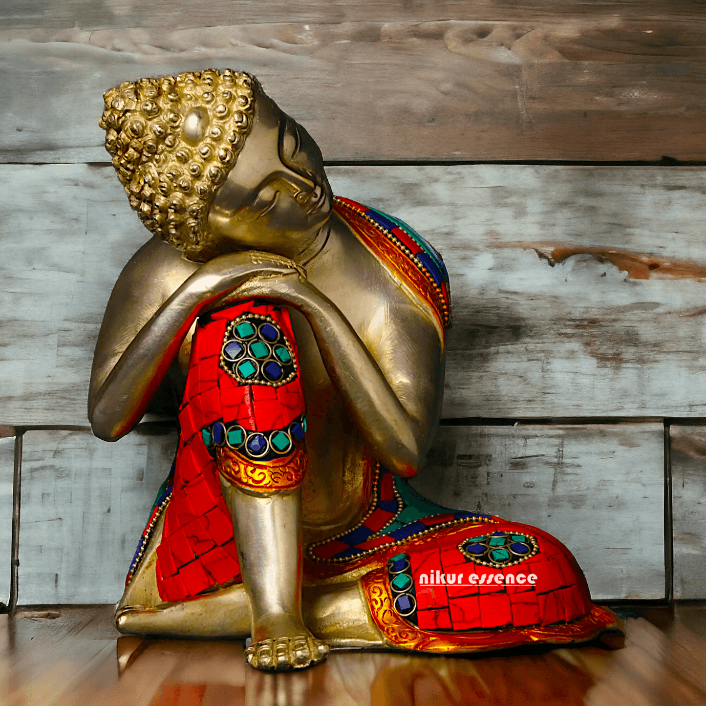 Brass Buddha in Thinking position Statue - 18 cm Nikuressence