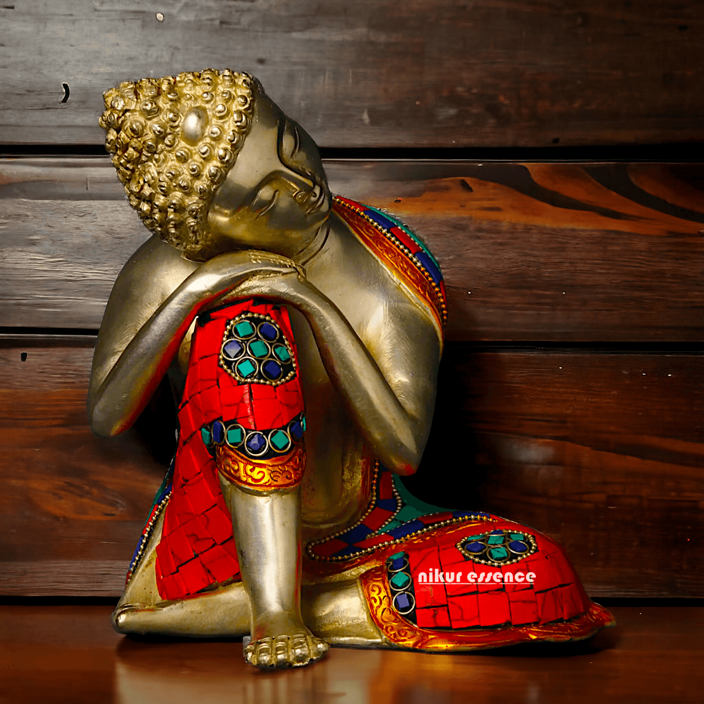 Brass Buddha in Thinking position Statue - 18 cm Nikuressence