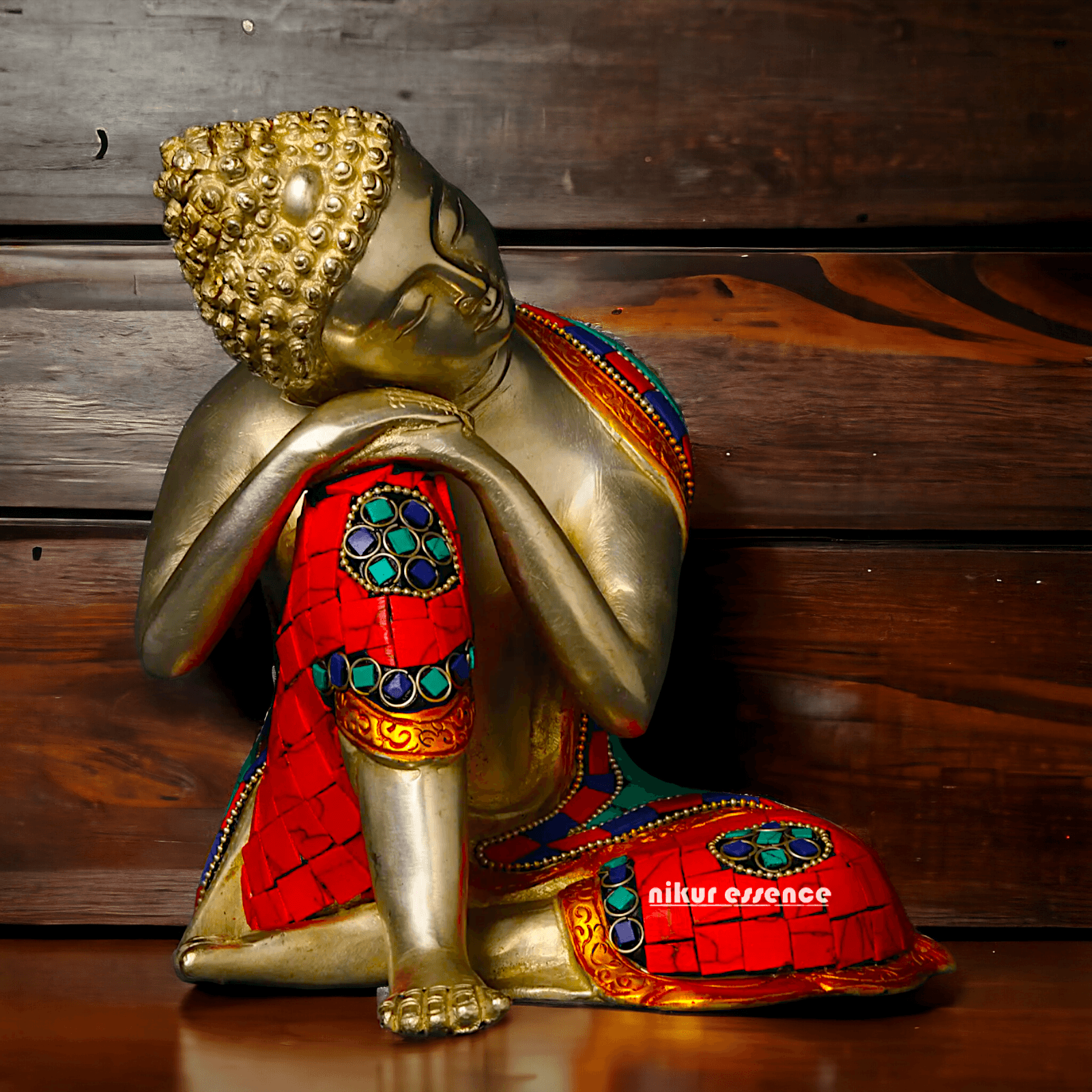 Brass Buddha in Thinking position Statue - 18 cm Nikuressence