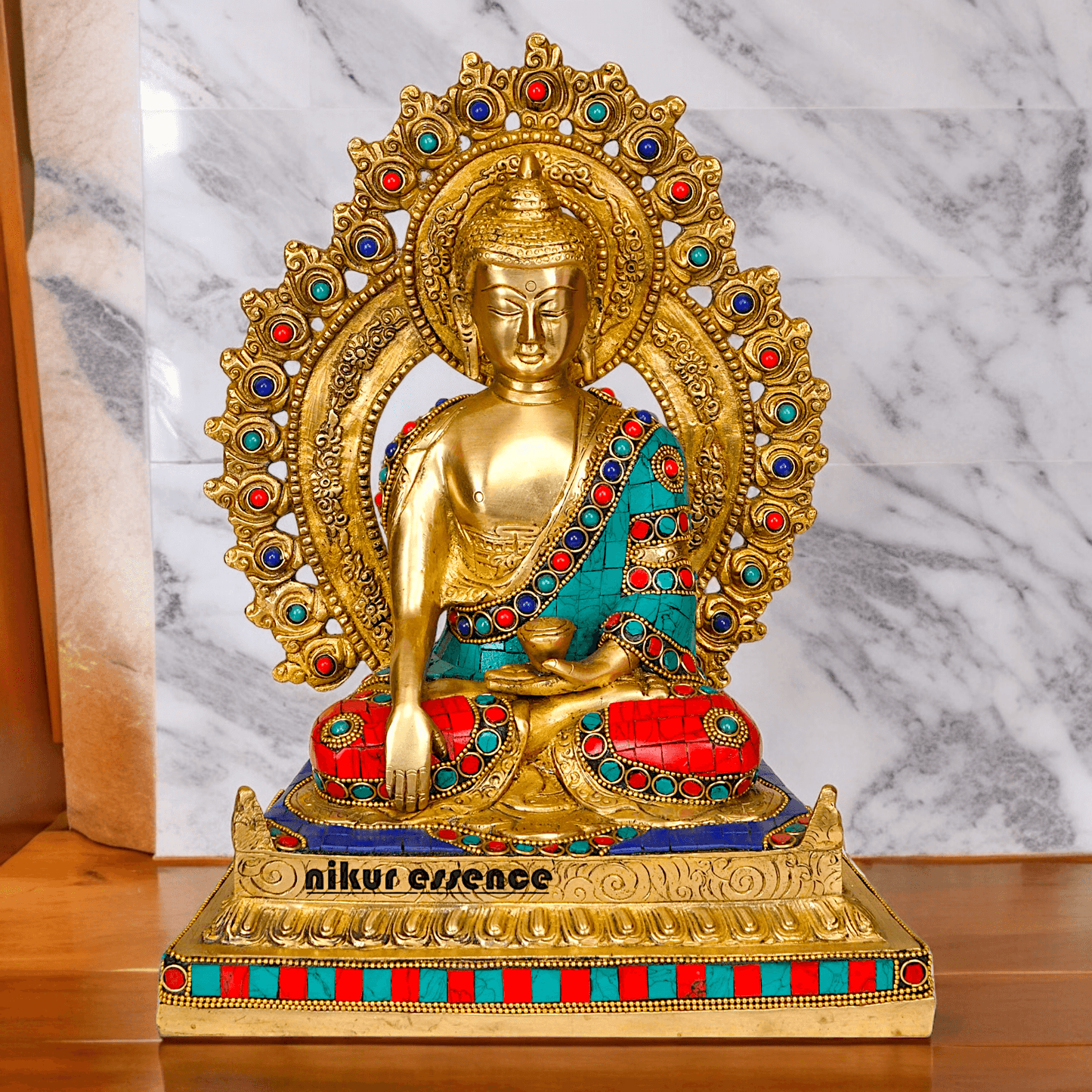 Buy brass 29 cm Buddha Statue , Exquisite Fine Art Sculpture of Enlightenment with Detailed Craftsmanship Nikuressence