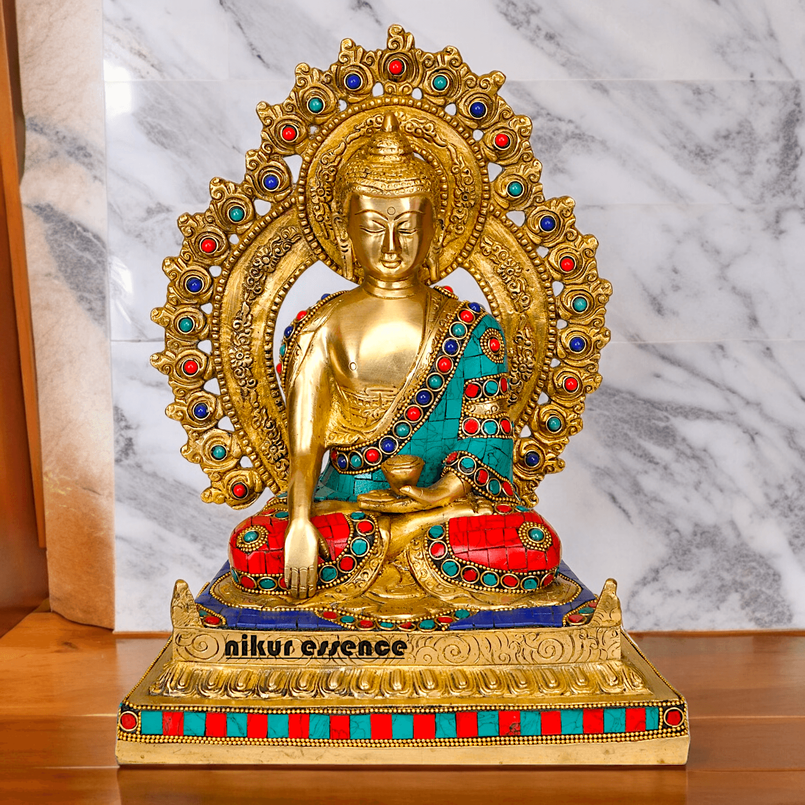 Buy brass 29 cm Buddha Statue , Exquisite Fine Art Sculpture of Enlightenment with Detailed Craftsmanship Nikuressence