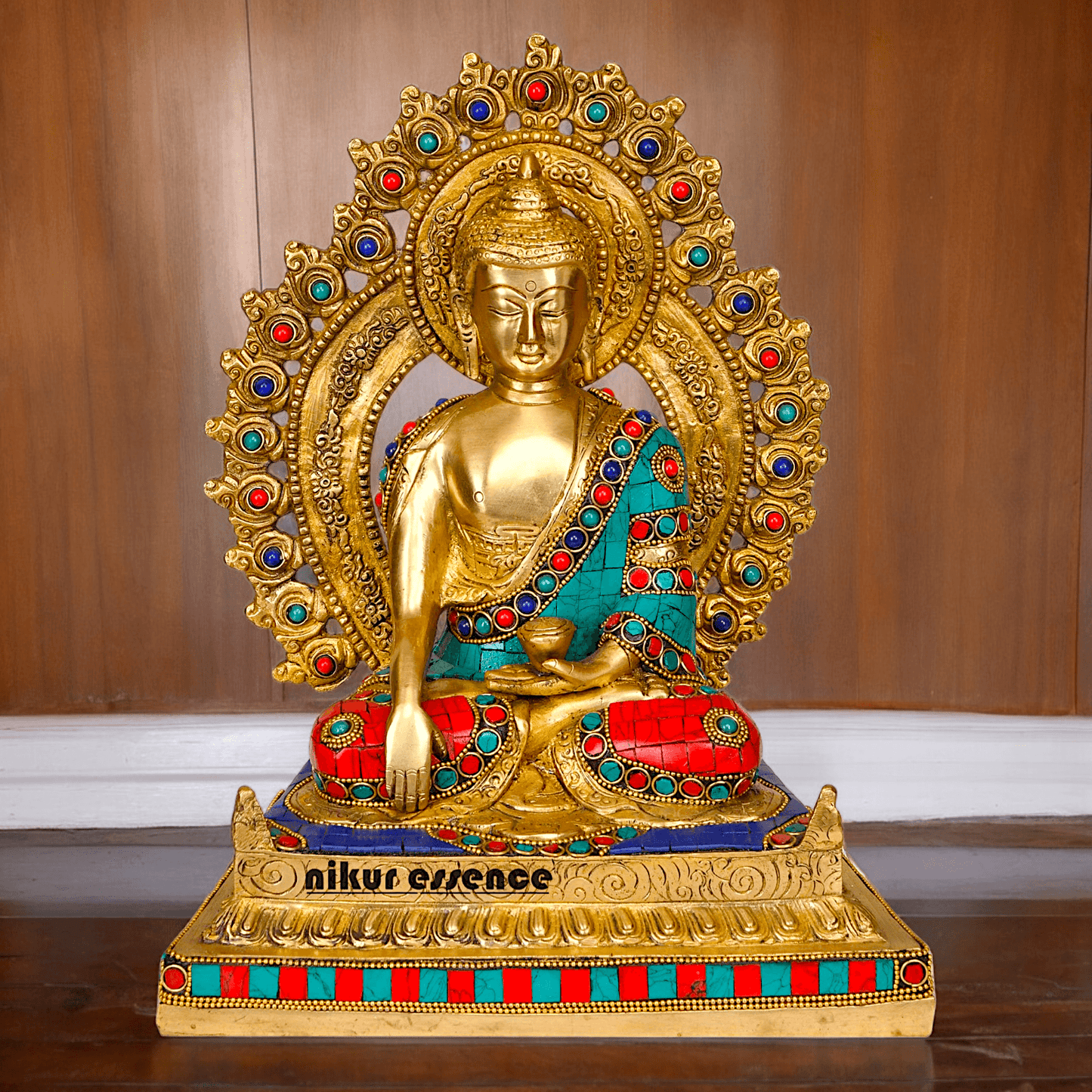 Buy brass 29 cm Buddha Statue , Exquisite Fine Art Sculpture of Enlightenment with Detailed Craftsmanship Nikuressence