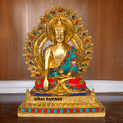 Buy brass 29 cm Buddha Statue , Exquisite Fine Art Sculpture of Enlightenment with Detailed Craftsmanship Nikuressence