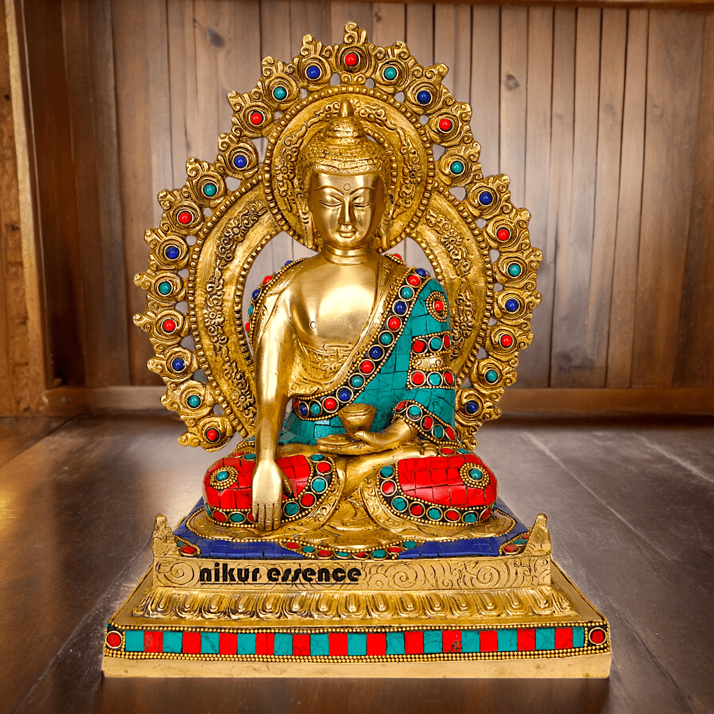 Buy brass 29 cm Buddha Statue , Exquisite Fine Art Sculpture of Enlightenment with Detailed Craftsmanship Nikuressence