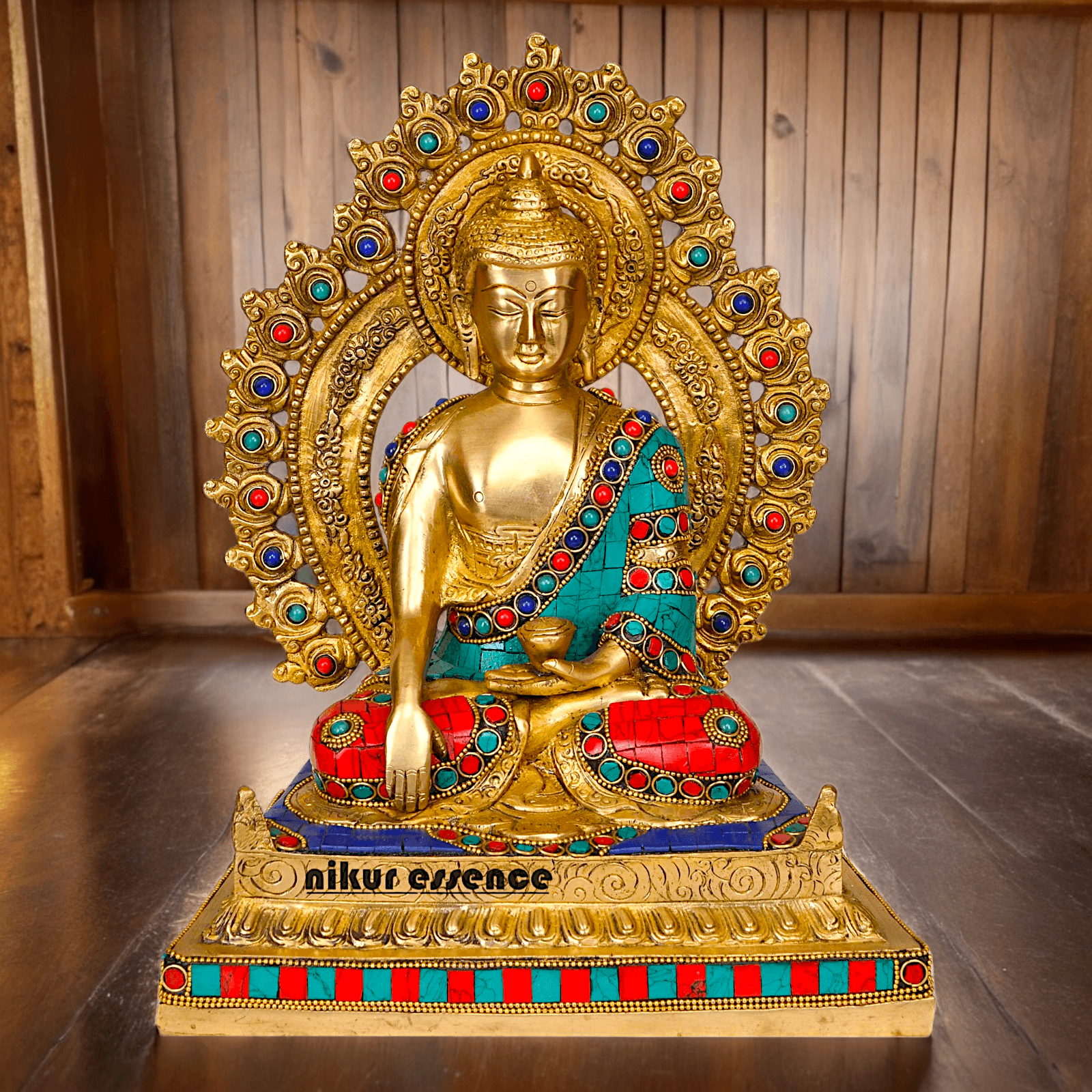 Buy brass 29 cm Buddha Statue , Exquisite Fine Art Sculpture of Enlightenment with Detailed Craftsmanship Nikuressence