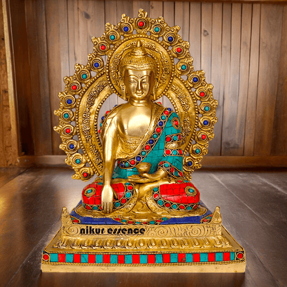 Buy brass 29 cm Buddha Statue , Exquisite Fine Art Sculpture of Enlightenment with Detailed Craftsmanship Nikuressence